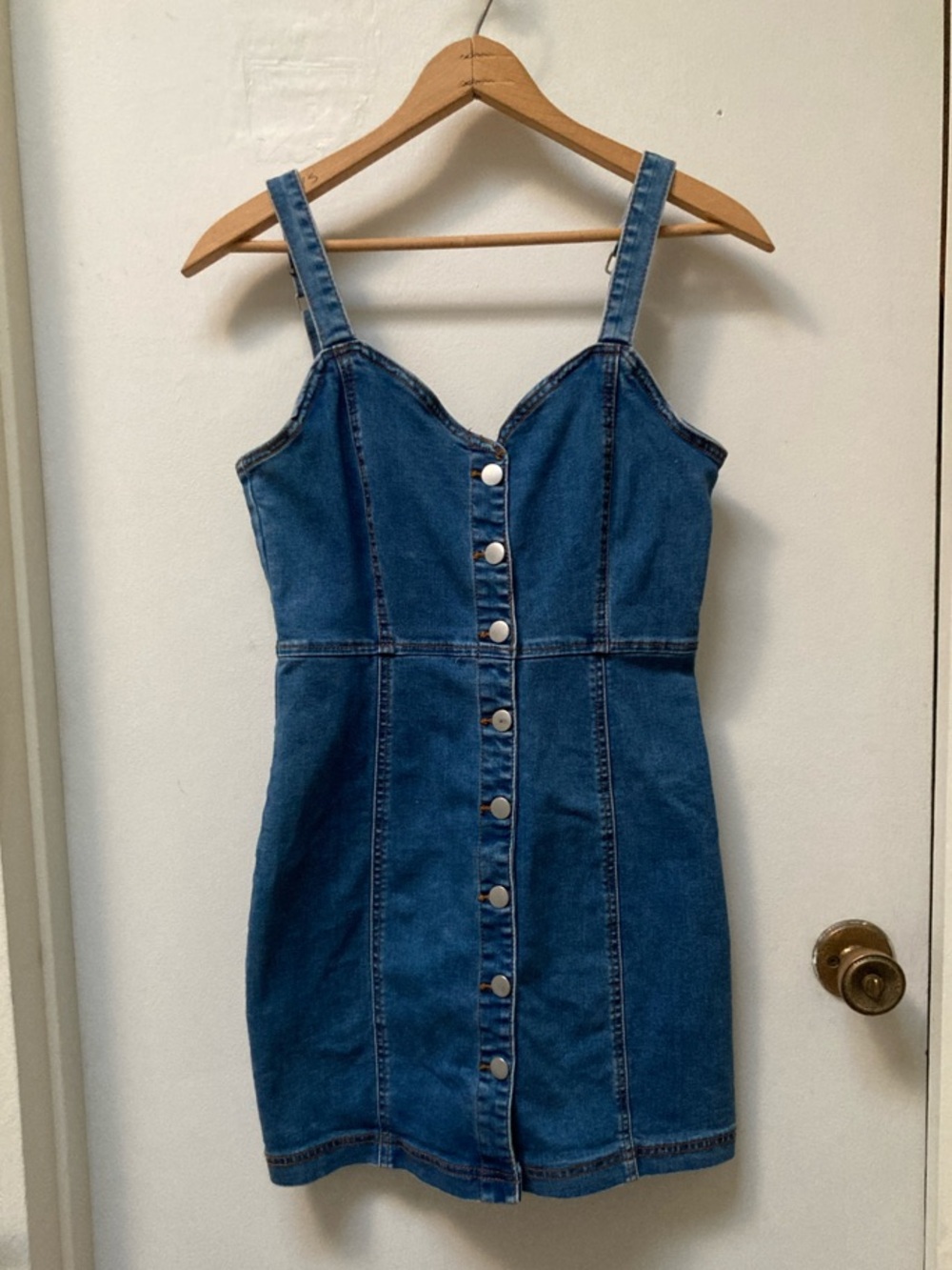 Forever 21 Blue Denim Button-Front Mini Dress